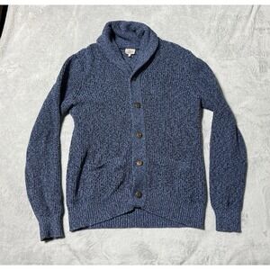 Faherty Brand Mens M Blue Marled Cotton Cashmere Shawl Collar Cardigan Sweater